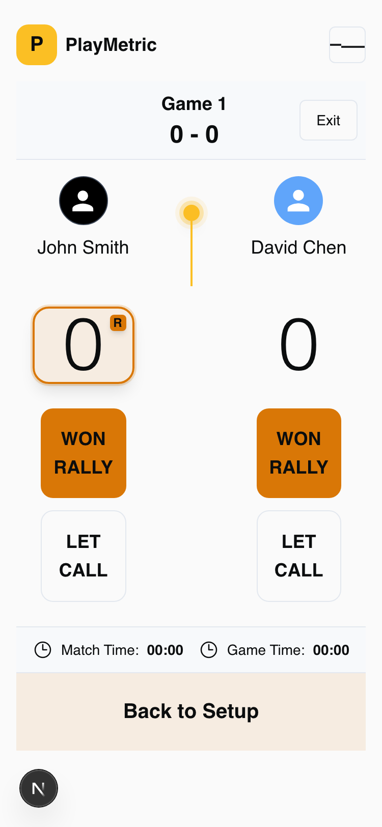 Scoring screen